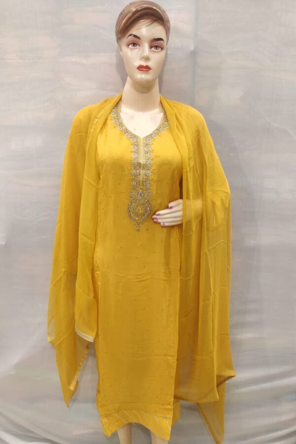 Stylish Mahroon Crape Silk Designer Hand Work Salwar Suit for Women